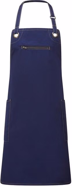 Premier Barley Cotton Full Apron with Contrast Stitching in Blue
