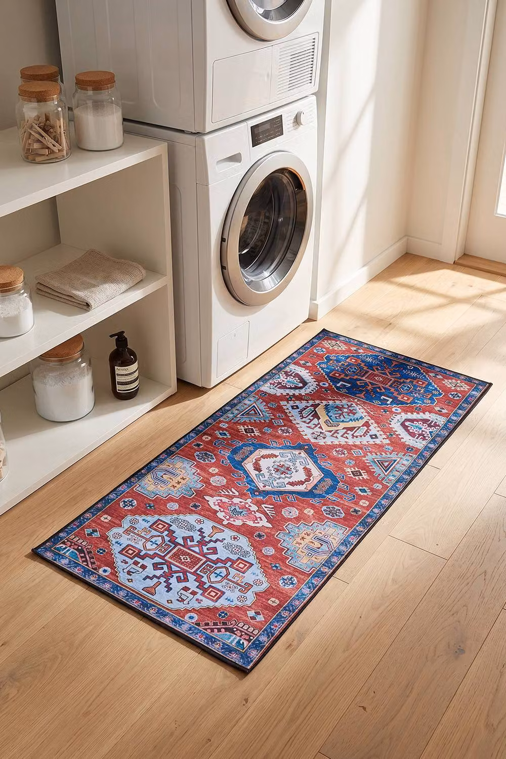 Living and Home Bohemian-Inspired Non-Slip Runner Rug in Red and Multicolour, W: 60 cm, L: 240 cm – 3
