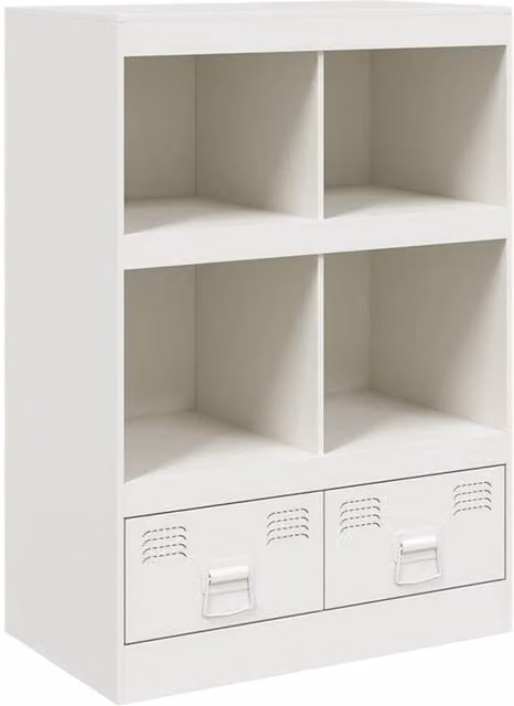 Berkfield Home White Steel Highboard with Hinged Doors and Internal Shelves, W/D/H: 67 x 39 x 95 cm