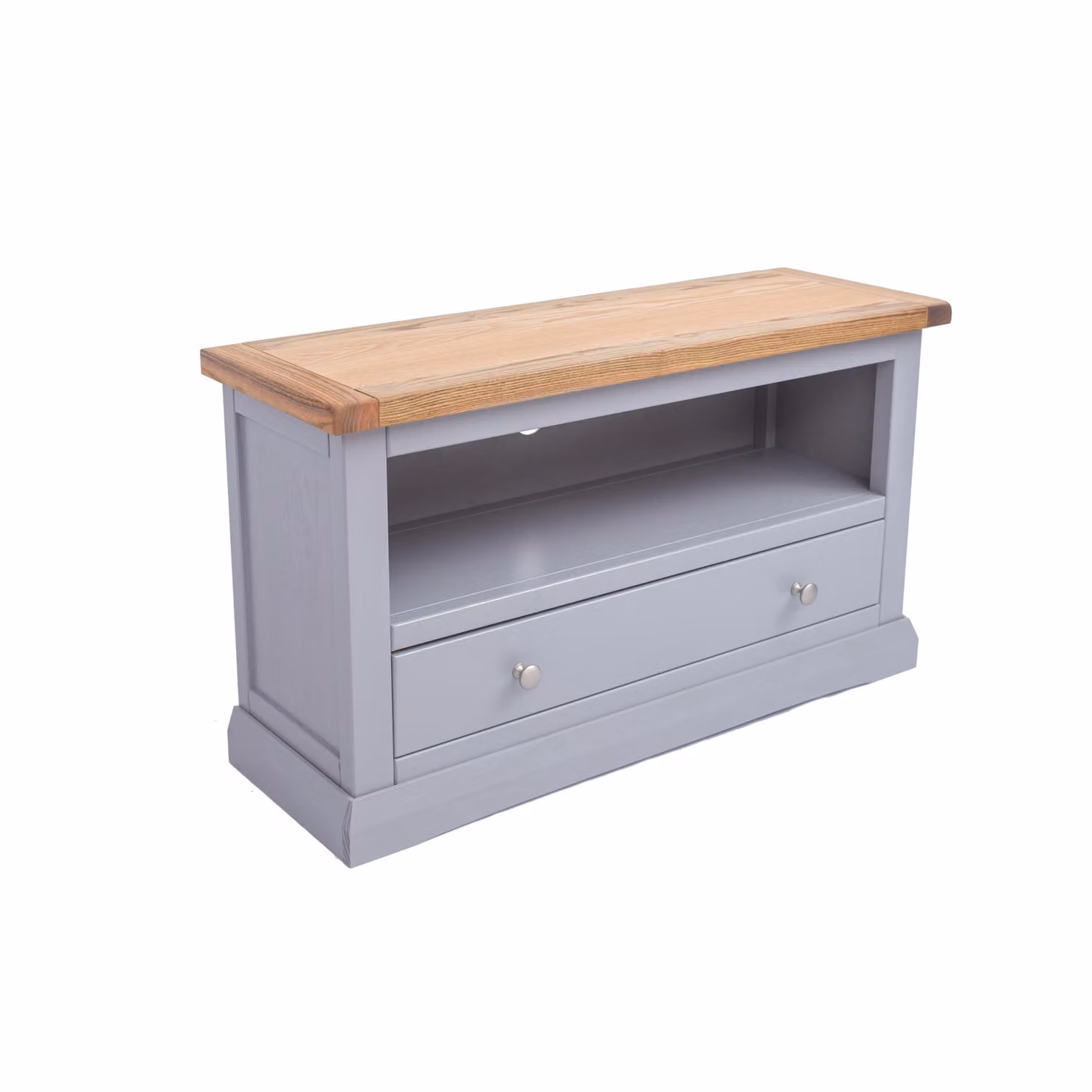 Cabinet Bits Rocca Grey 1 Drawer Ash Wood TV Cabinet with Chrome Knob – 2