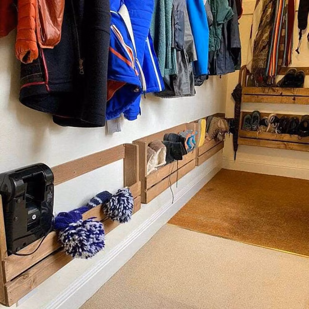 Kelvenix 2-Piece Brown Wooden Wall Mounted Shoe Rack – 2