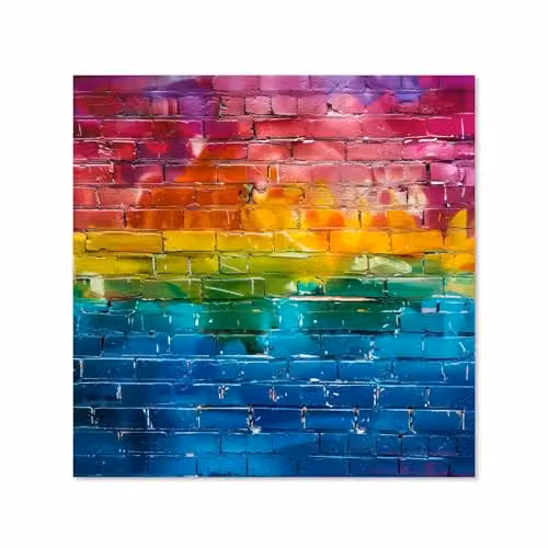 Pride Brick Multicolour Toughened Glass Kitchen Splashback with Polished Edge, W: 60 cm, H: 60 cm, Thickness: 6 mm – 2