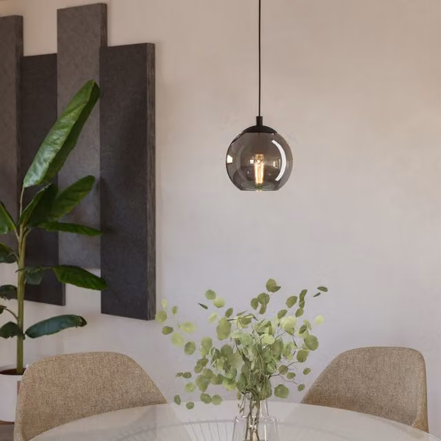 Eglo Ariscani Modern Black Glass and Metal Suspended Pendant Light – 1