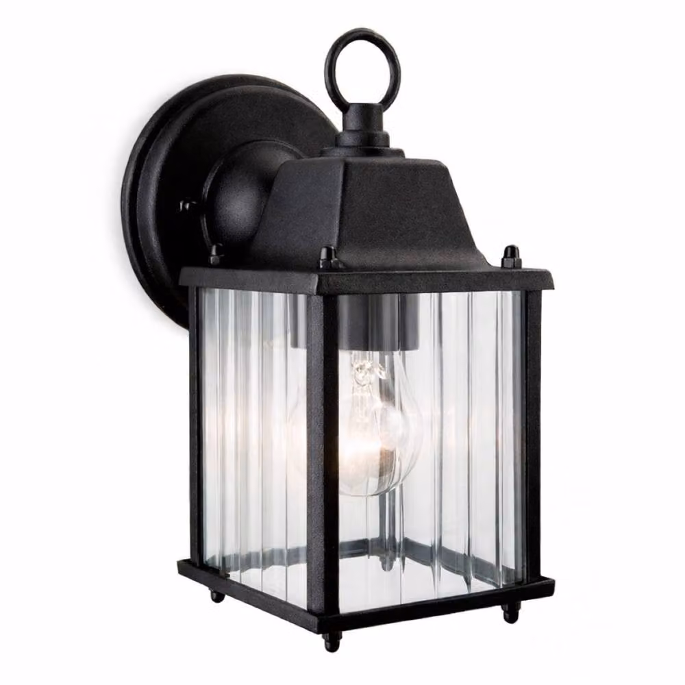 CGC Lighting Santiago Mini Black Coach Lantern Wall Light with Ribbed Glass – 2