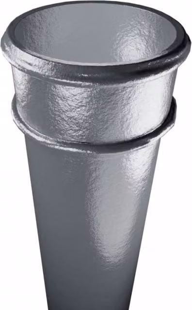 Hargreaves Premier Cast Iron Round Non-Eared Downpipe with Socket, Grey, H x W x D: 1219 x 150 x 15 mm