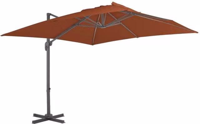 Berkfield Home Cantilever Umbrella with Aluminium Pole in Terracotta Brown, W: 400 cm, D: 300 cm