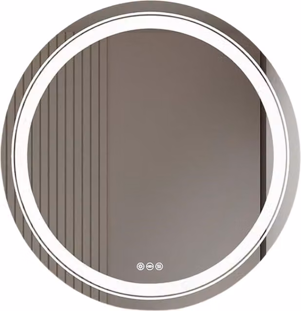 Pirlo Plush Round LED Illuminated Dimmable Wall Mirror with Anti-Fog Demister in White