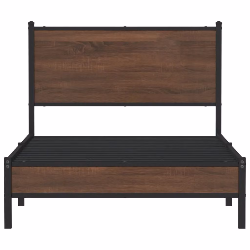 Berkfield Home Metal Bed Frame in Brown Oak, W/D/H: 100 x 200 cm – 3