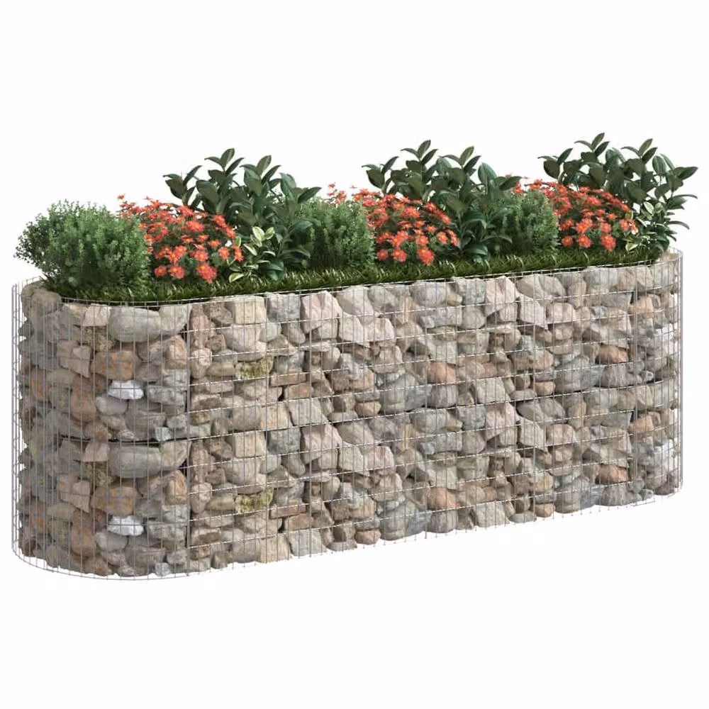 Berkfield Home Silver Galvanised Steel Stone Gabion Raised Bed, W/D/H: 300 x 100 x 100 cm – 3