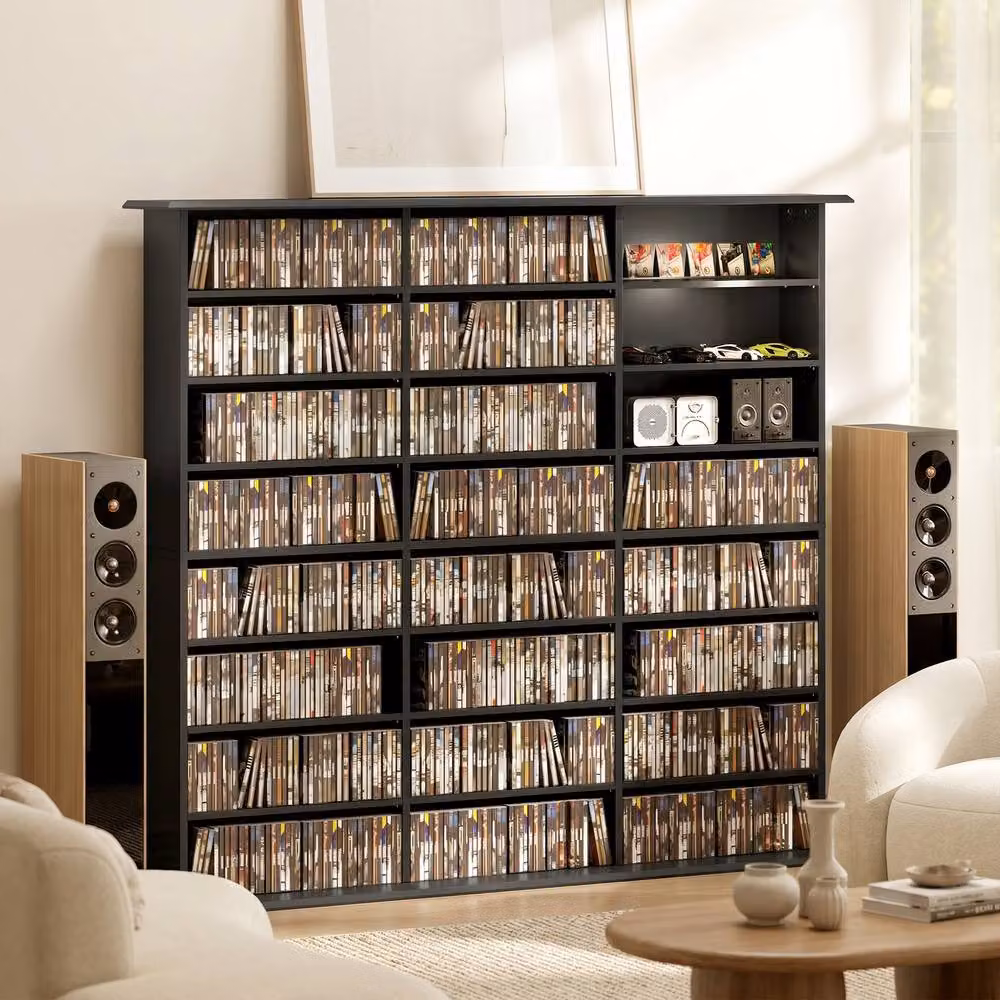 Rolipo 1032 CD 594 DVD Media Storage Unit in Black with 18 Adjustable Shelves – 3