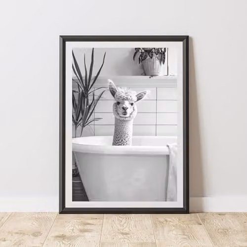 60 Second Makeover Alpaca In The Bath Animal Print Paper Poster, W: 21.0 cm, H: 29.7 cm