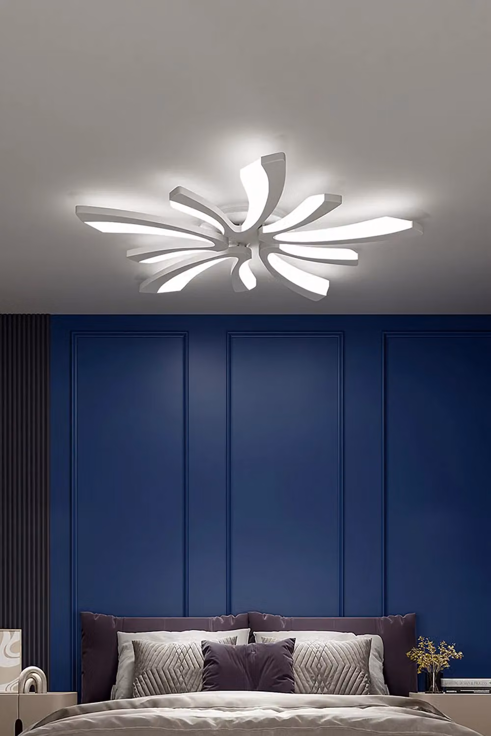 Living and Home Modern Organic Shaped White LED Flush Mount Ceiling Light – 4