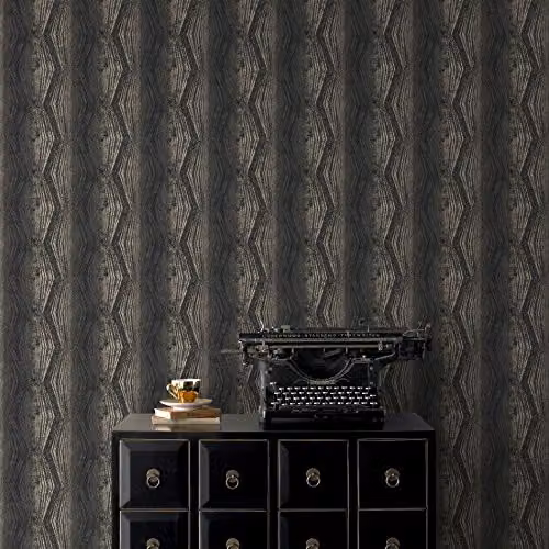 Graham & Brown Boutique Charcoal Vermeil Striped Abstract Luxury Wallpaper in Grey and Anthracite – 1