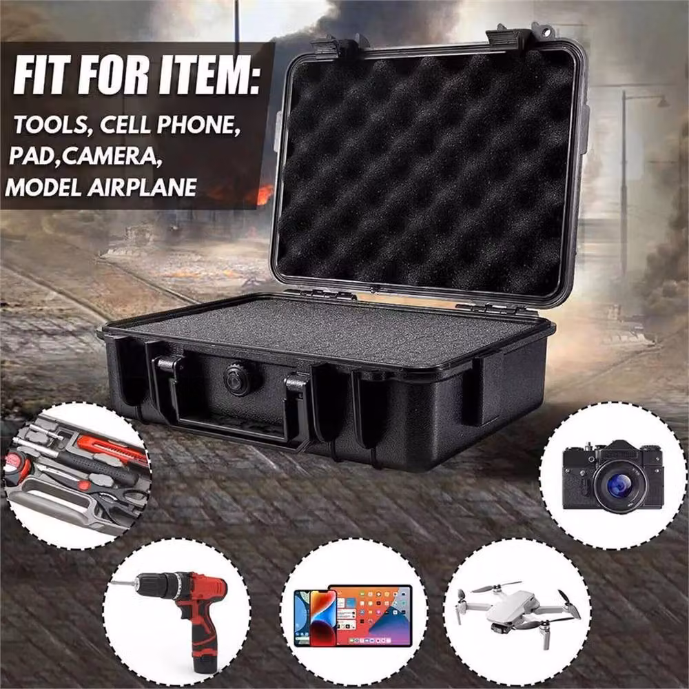 VOGREX Waterproof Hard Carry Case Flight Box Storage, Black, W: 34.2 cm, D: 27.5 cm, H: 10.1 cm – 6