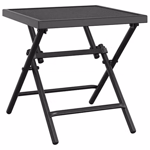 vidaXL Folding Garden Table in Anthracite, Square Steel Mesh, W/D/H: 38 x 38 x 38 cm – 1