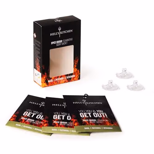 Hell's Kitchen Basil, Patchouli and Geranium Scented Sachets, 6 Pack, Black – 1