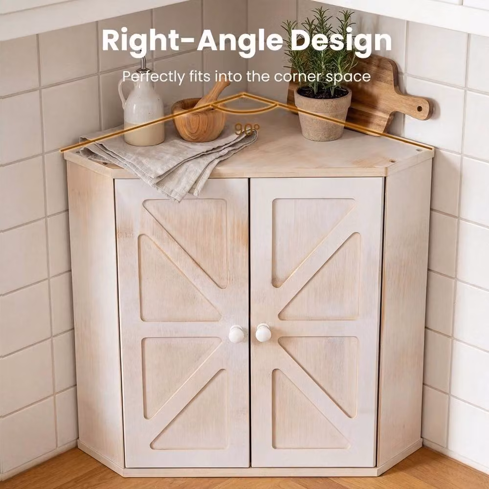 SPETLEK Farmhouse Corner Bread Box Storage Container for Kitchen Counter, White – 3