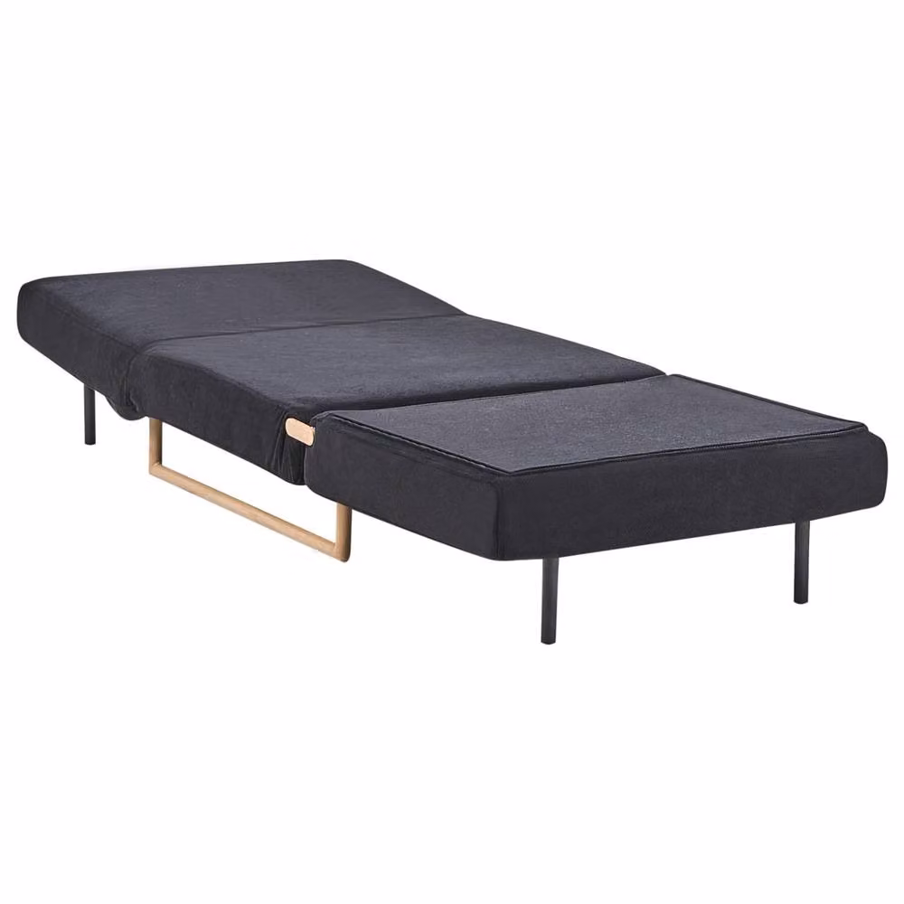 Wyld and Coco One Person Fold Out Sofa Bed in Black Fabric with 5 Position Reclining and Metal Frame – 3