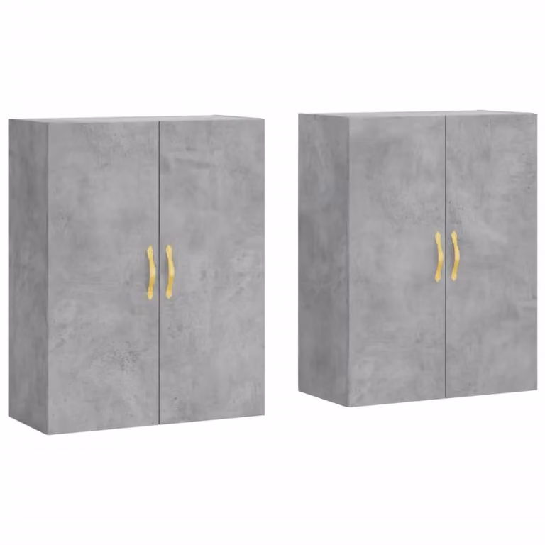 Berkfield Home Wall Mounted Cabinets, 2 Pack, Concrete Grey, W/D/H: 69.5 x 34 x 90 cm