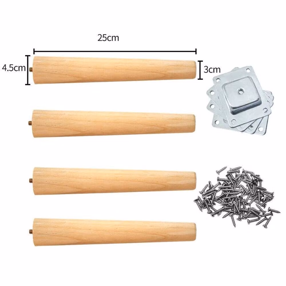 SPETLEK Set of 4 Wooden Table Legs in Brown, Height: 25 cm – 2