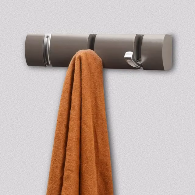 House Of Home Retractable Wall Mounted Metal Coat Rack in Matt Grey, W: 26 cm