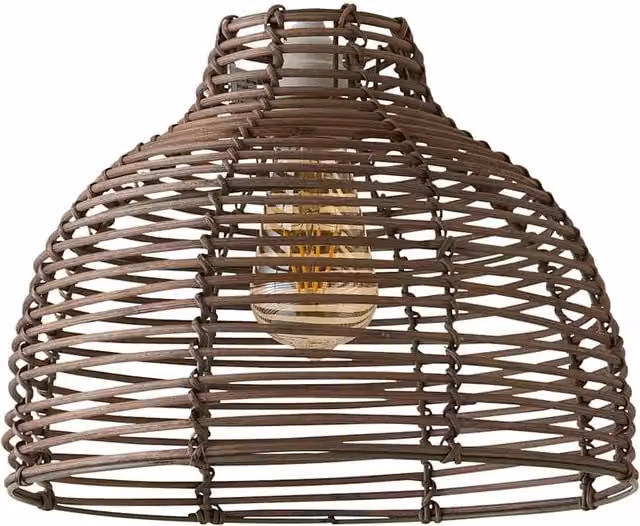 ValueLights Lobster Boho Rattan Dome Ceiling Pendant Light Shade in Grey and Brown, Diameter: 22.5 cm