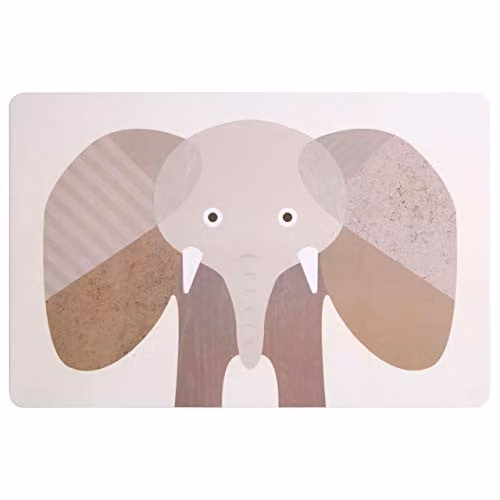 Orsina Elephant Placemats and Coasters Set, Multicolour Safari-Themed Plastic Tableware