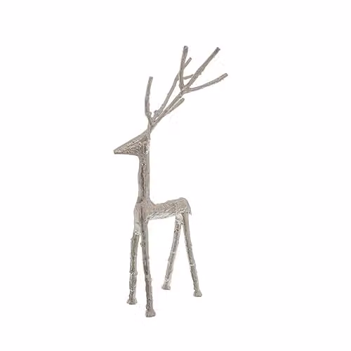 Hill Interiors Standing Stag Christmas Ornament in Silver, H 56 cm x W 16 cm x D 30 cm