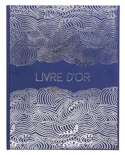 Exacompta Japan Guest Book in Blue with Textile Effect Paper Cover and 100 Blank White Pages, W: 27 cm, H: 22 cm – 1
