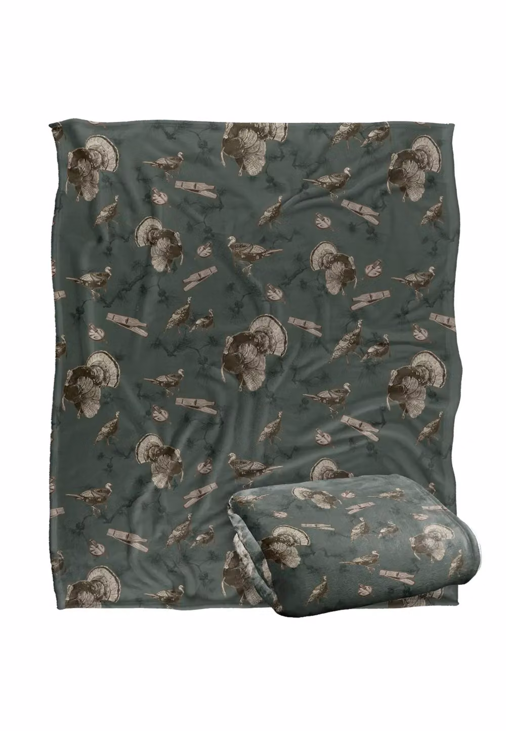 JQ Licensing Turkey Hunting Pattern Super Soft Fleece Throw Blanket, White, W/D/H: 152 x 127 cm – 2