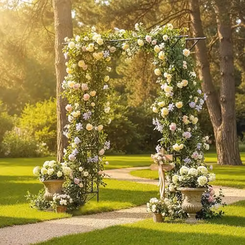 Outsunny Black Metal Garden Arch Arbour for Climbing Plants, W/D/H: 180 x 40 x 215 cm – 4
