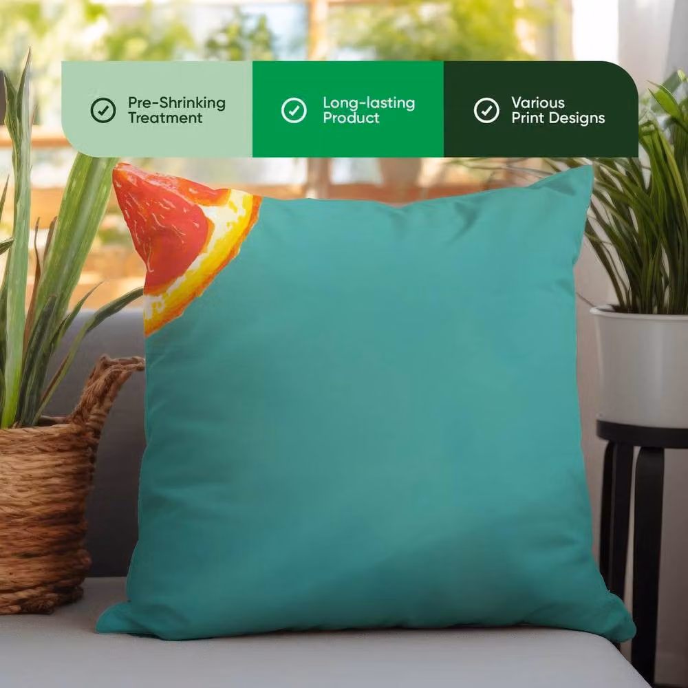 Gardenwize Pack of 2 Square Outdoor Scatter Cushions with Grapefruit Print in Green and Pink – 3