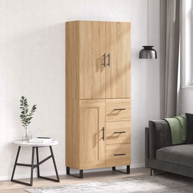 Berkfield Home Sonoma Oak Highboard in Brown, W: 69.5 cm, D: 34 cm, H: 180 cm – 1