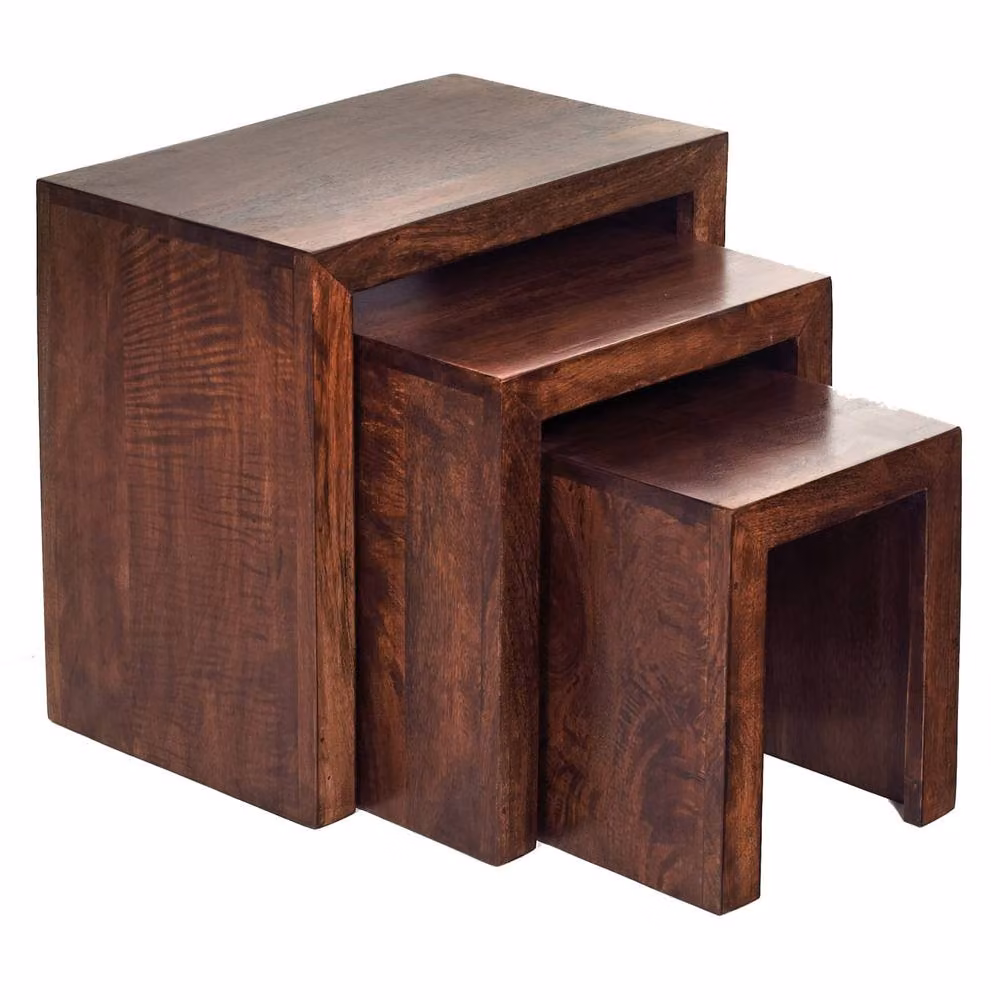 Wyld Haus Set of 3 Phuket Mango Wood Nesting Tables in Brown – 6