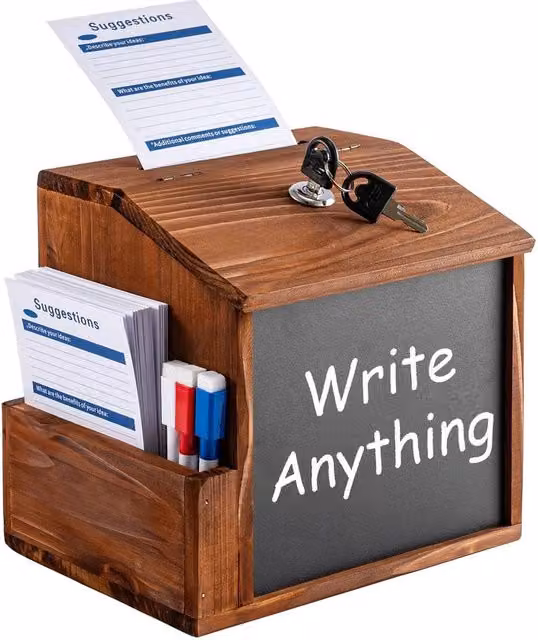 Havendro Brown Wooden Wall Mount Lockable Suggestion Box with Chalkboard
