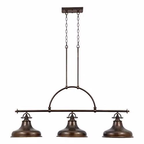 Loops Industrial Bronze Metal Suspended Pendant Light Fitting with E27 LED Bulb Support