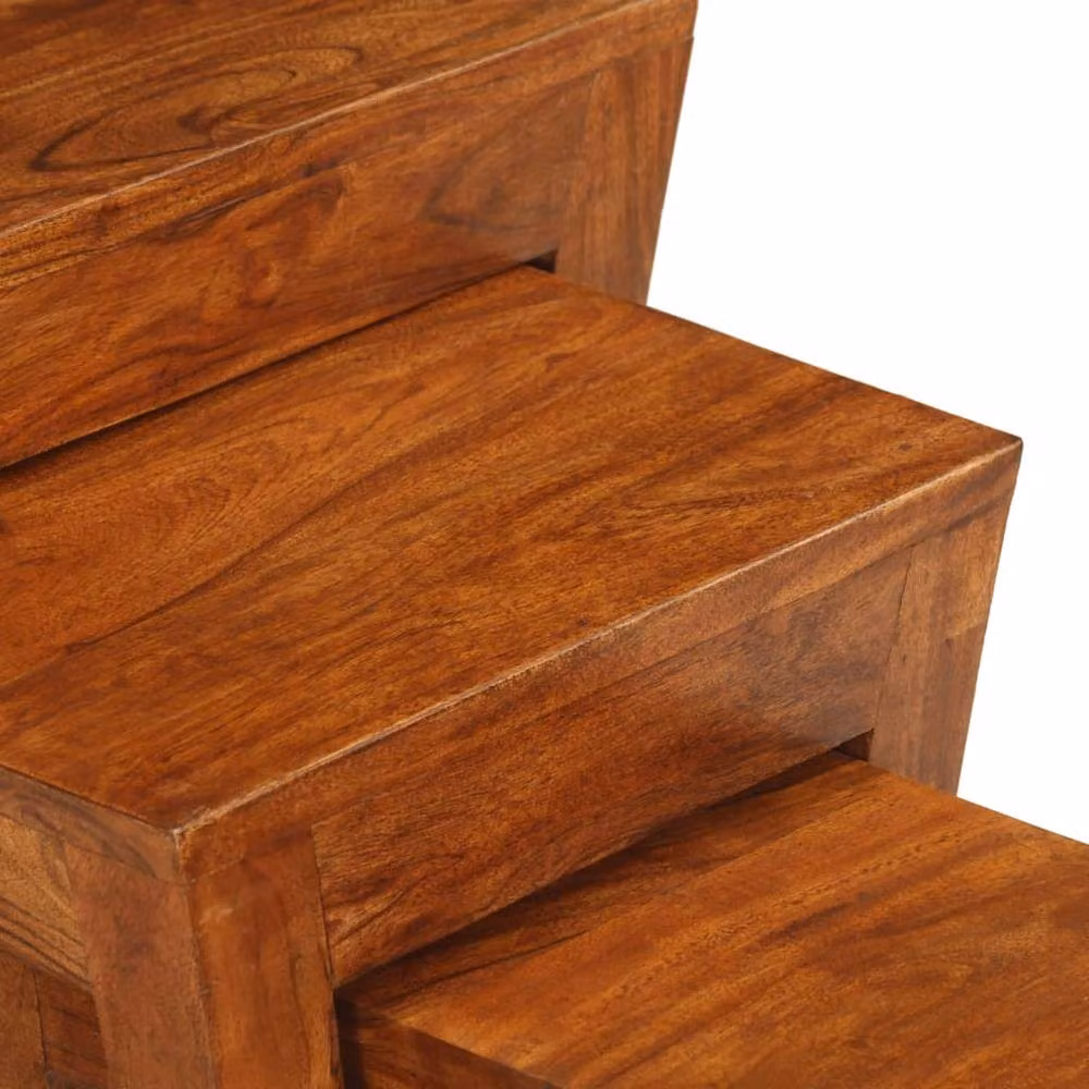 Berkfield Home 3 Piece Nesting Table Set in Brown Solid Acacia Wood, W/D/H: 50 x 35 x 50 cm – 5