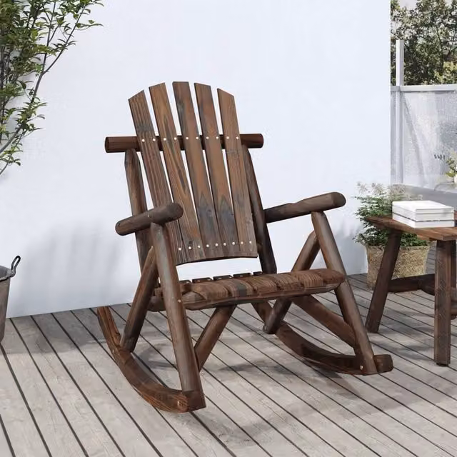 Berkfield Home Garden Rocking Chair in Brown Solid Spruce Wood, W/D/H: 69 x 96 x 101 cm – 1