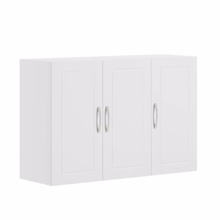 SoBuy Wall-Mounted Modern Storage Cabinet in White with Soft-Close Hinged Doors and Internal Shelves, Width: 90 cm