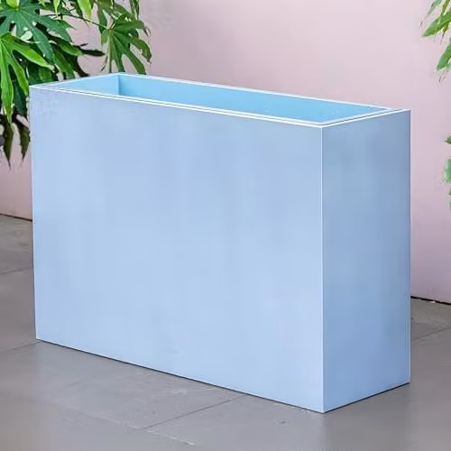 Primrose Silver Galvanised Steel Tall Trough Planter with Insert, Height: 95 cm