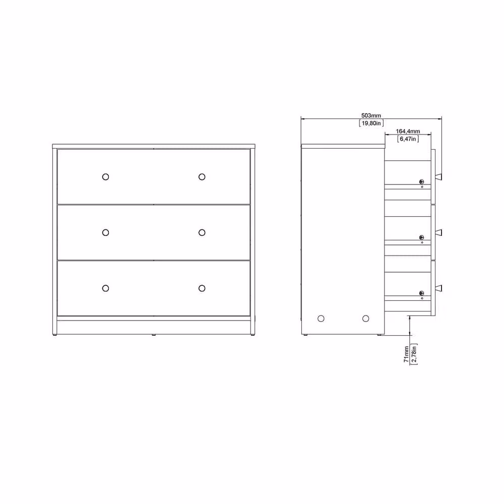 Wyld Haus Kaohsiung 3 Drawer Chest in Hickory Oak Effect, Brown and Beige – 3
