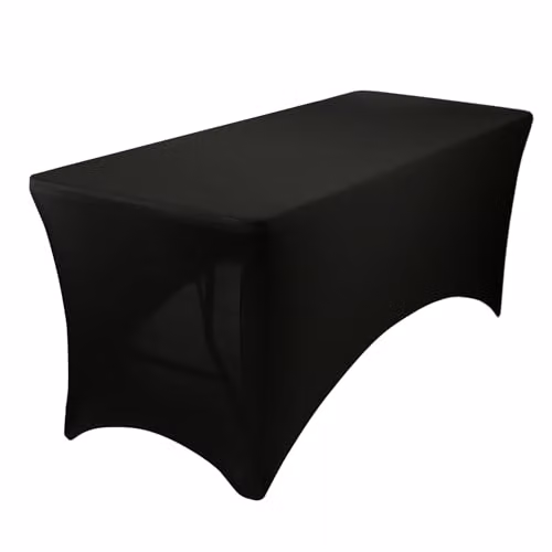 Harbour Housewares Rectangular Spandex Fitted Tablecloth in Black, 180 cm