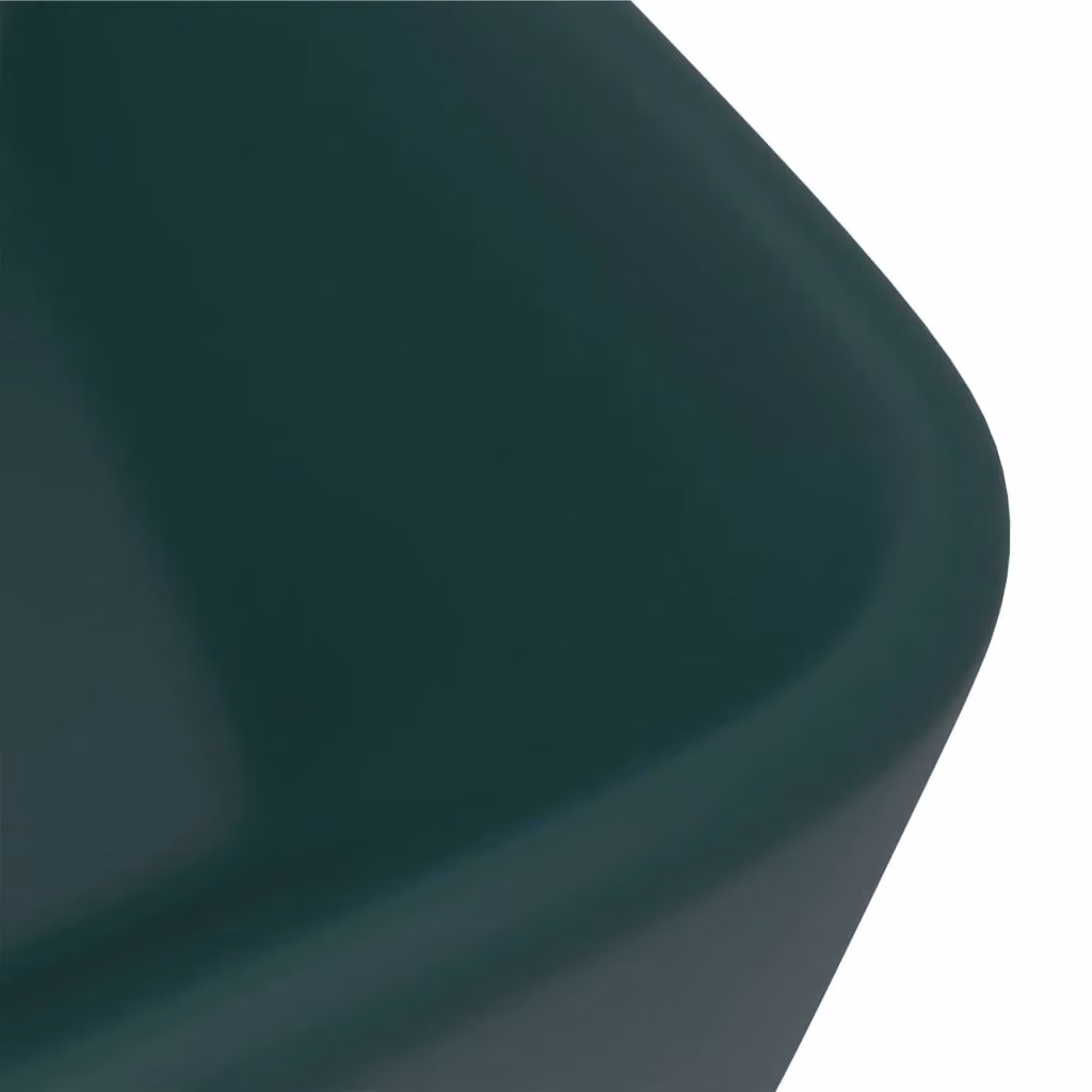 Berkfield Home Luxury Ceramic Rectangular Countertop Wash Basin in Matt Dark Green, W: 41 cm, D: 30 cm, H: 12 cm – 3