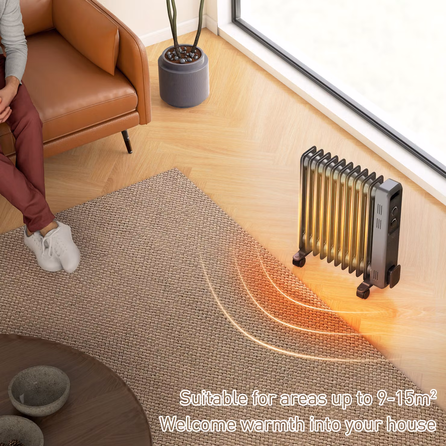 HOMCOM 2500W Oil Filled Radiator with 11 Fins and 3 Heat Settings in Grey – 4