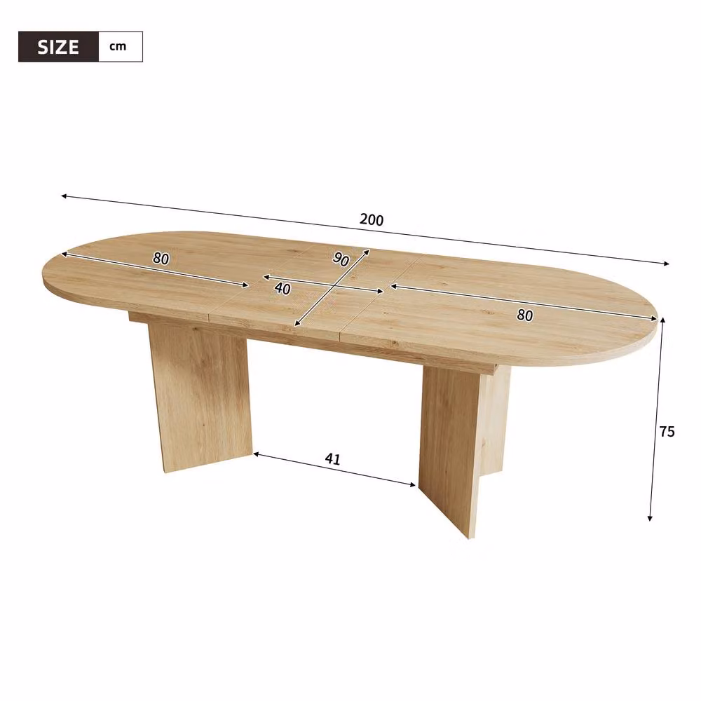 Rolipo Extendable Oak MDF Dining Table in Brown, W: 160-200 cm – 3