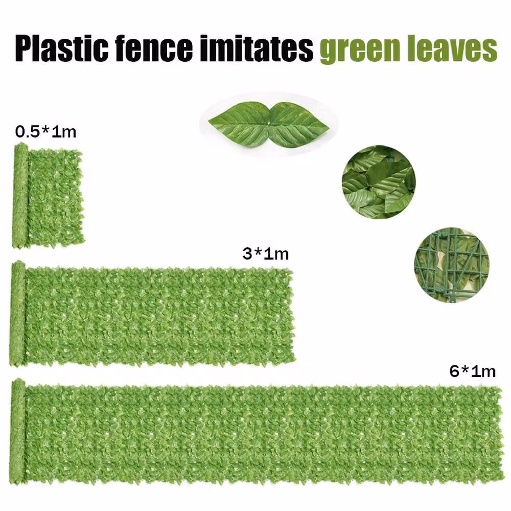 NESTLUNE Artificial Hedge Green Ivy Leaf Privacy Fence, W: 600 cm, H: 100 cm, D: 15 cm – 4