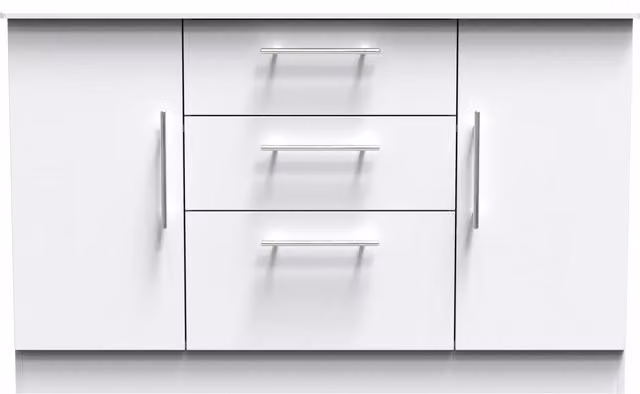 Ready Assembled 2 U Carlton White 2 Door 3 Drawer Modern Sideboard