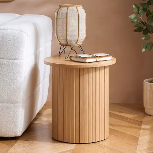 Birlea Axel Fluted Round Side Table in Oak Brown – 2