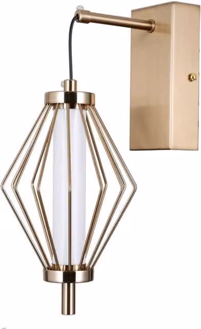 Netlighting Sevil Diamond Modern Wall Lamp in Gold and White with Warm White LED