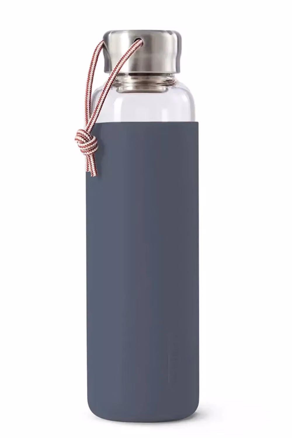 Black + Blum Borosilicate Glass Water Bottle with Protective Sleeve and Carry Loop, Slate Grey, 600ml – 3